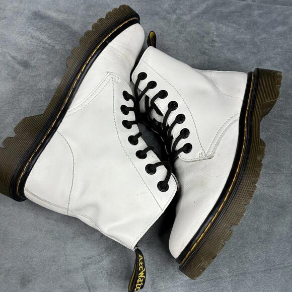 Dr. Martens Luana Boots Womens 6 White Leather Lace Up Combat AW004 - Picture 6 of 11